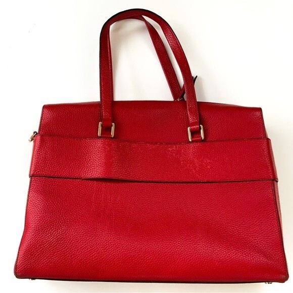 Henri Bendel Red Leather Satchel Briefcase Bag - Picture 2 of 16